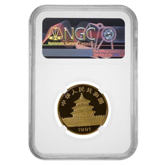 1991 P 1/2 oz Chinese Proof Gold Panda 50 Yuan NGC PF 69 UCAM