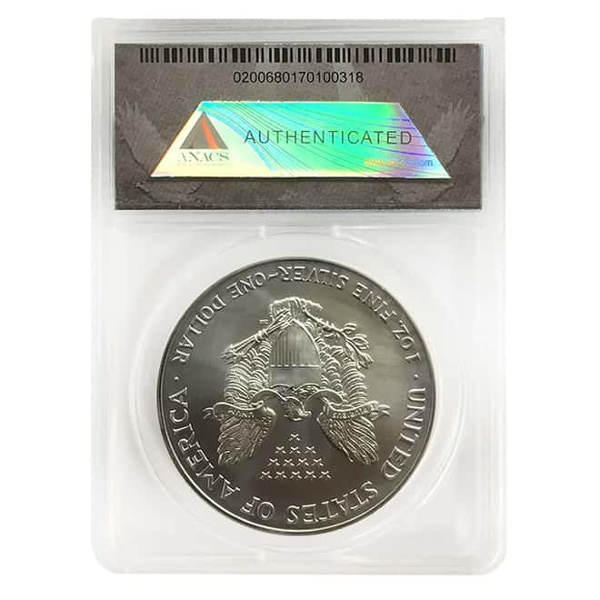 2002 1 oz Silver American Eagle ANACS MS 70 Midwest Hoard
