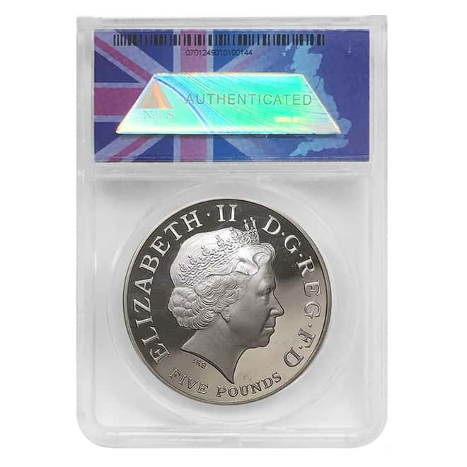 2014 Great Britain Prince George's First Birthday 5 Pound Proof Silver Coin ANACS PF 70