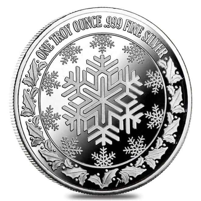 1 oz Horse & Sleigh Silver Christmas Round .999 Silver