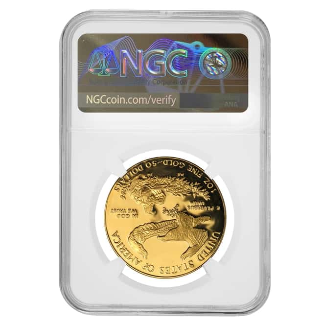 1986 W 1 oz $50 Proof Gold American Eagle NGC PF 69 UCAM Mint Error (Obv Struck Thru) 