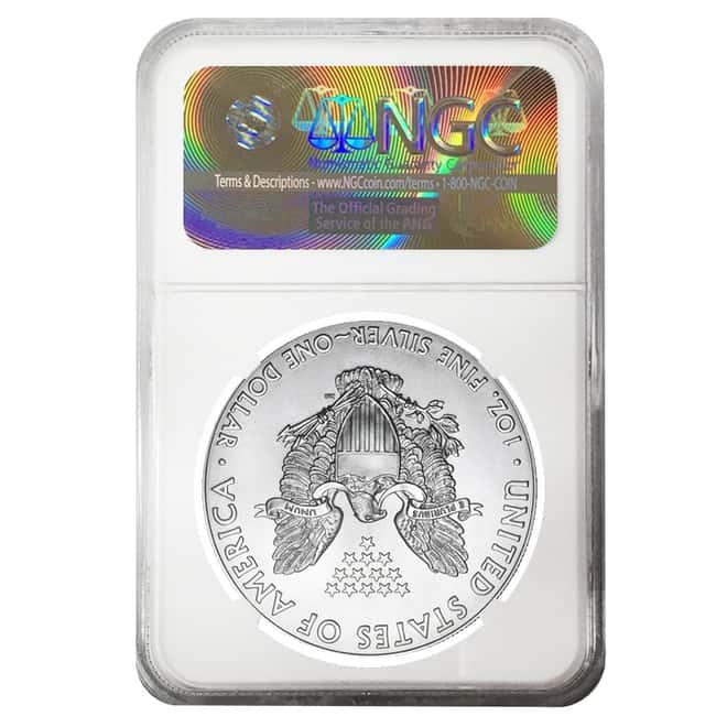 2017 1 oz Silver American Eagle NGC MS 69 ER Mint Error (Obverse Struck Thru) #1