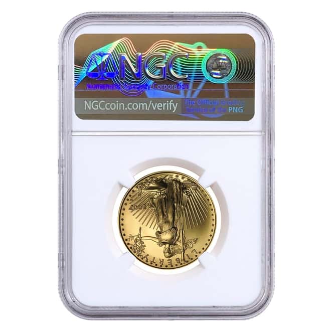 2007 W 1/2 oz $25 Burnished Gold American Eagle NGC MS 69 Mint Error (Rev Struck Thru) 
