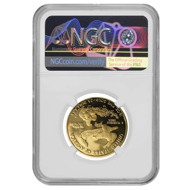 1995 W 1/2 oz $25 Proof Gold American Eagle NGC PF 69 UCAM Mint Error (Obv Struck Thru)