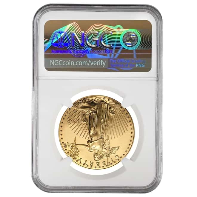 1999 1 oz $50 Gold American Eagle NGC MS 68 Mint Error (Rev Struck Thru)