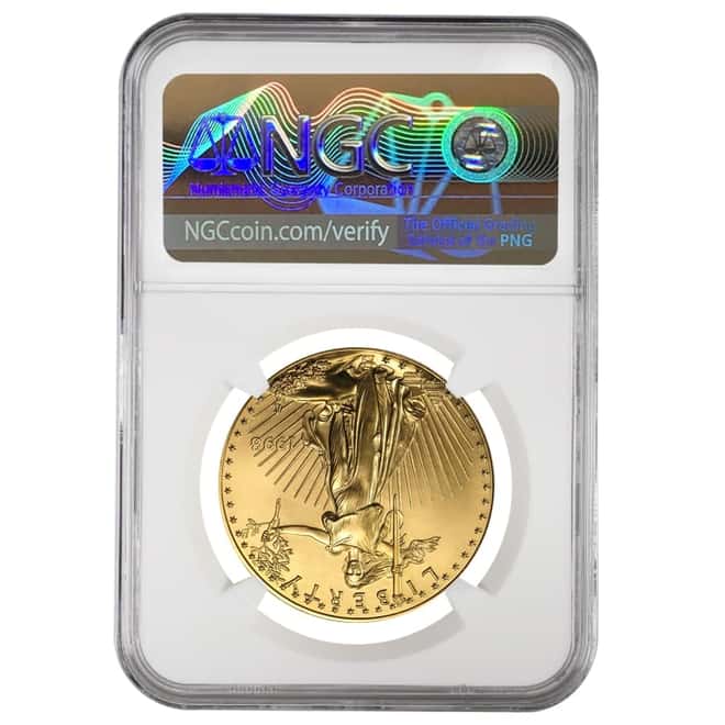 1998 1 oz $50 Gold American Eagle NGC MS 69 Mint Error (Rev Struck Thru) 