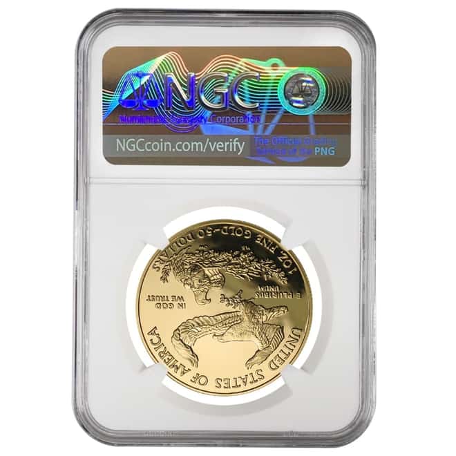 2003 W 1 oz $50 Proof Gold American Eagle NGC PF 69 UCAM Mint Error (Obv Struck Thru)