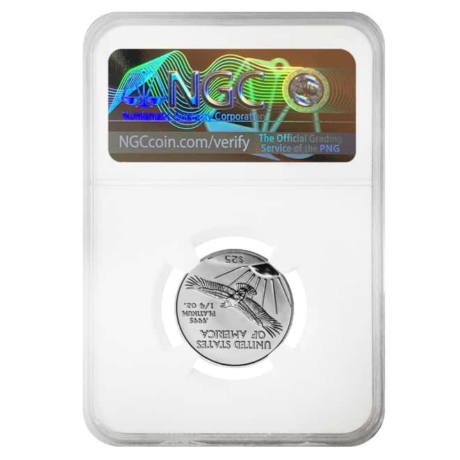 1999 1/4 oz $25 Platinum American Eagle NGC MS 69 Mint Error (Obv Struck Thru) 