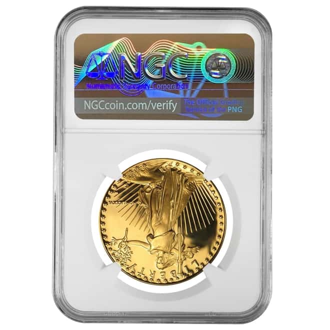1986 W 1 oz $50 Proof Gold American Eagle NGC PF 69 UCAM Mint Error (Rev Struck Thru)
