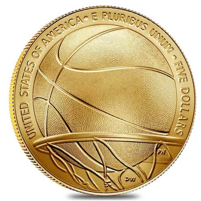 2020 W $5 Gold Basketball Hall of Fame Coin BU (w/Box & COA)