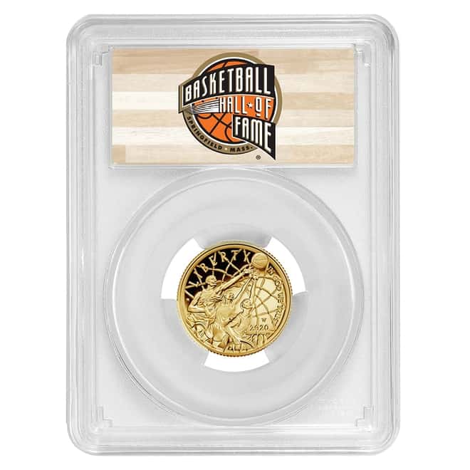 2020 W $5 Gold Basketball Hall of Fame Proof Coin PCGS PF 70 DCAM FDOI (NHOF Logo Label)