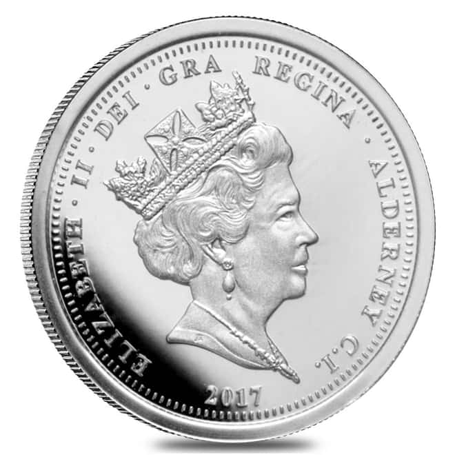 2017 Alderney Proof Platinum Quarter Sovereign (w/Box & COA)