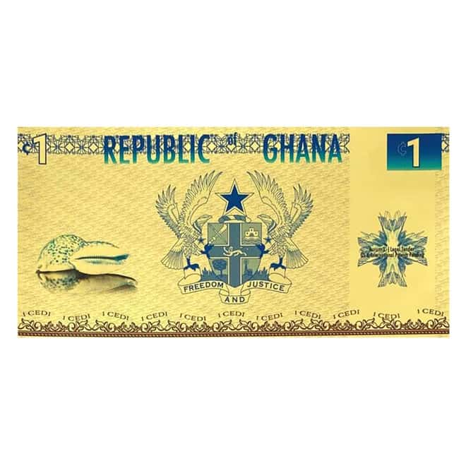 2020 Republic of Ghana 1/1000 oz 24K Gold 1 Cedi Aurum Note