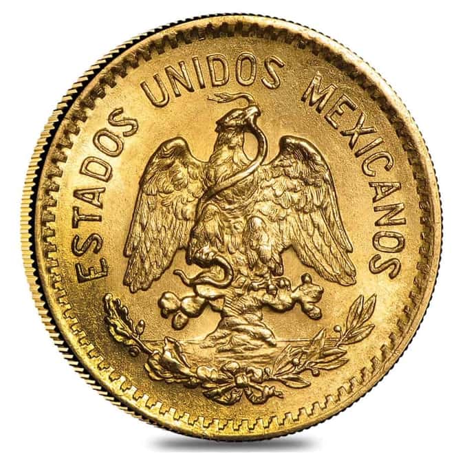 1907 Mexico 5 Pesos Gold Coin Avg Circ AGW .1206 oz
