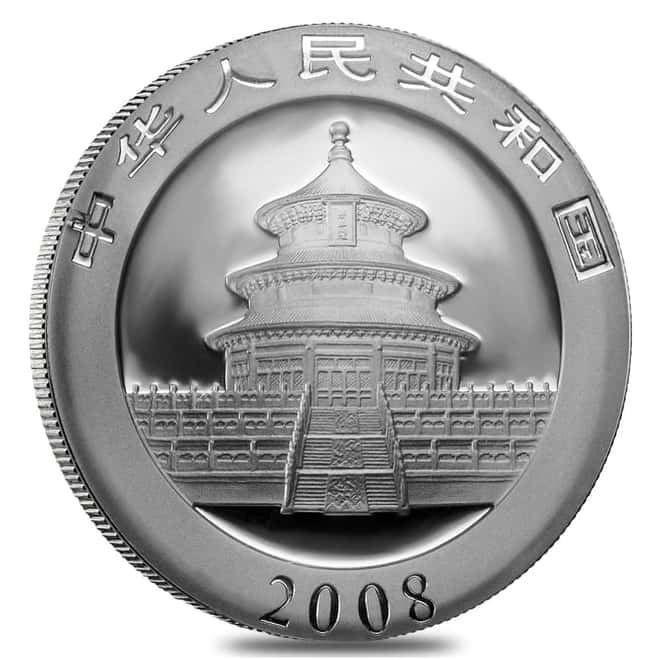 2008 1 oz Chinese Silver Panda 10 Yuan .999 Fine BU