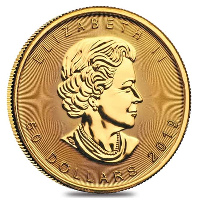2019 1 oz Gold Canadian Maple Leaf 40th Anniversary .9999 Fine $50 Coin BU