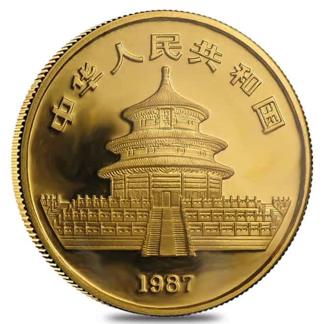 1987 Y 1/2 oz Chinese Gold Panda 50 Yuan BU (Sealed)