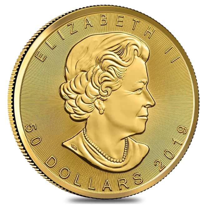 2019 1 oz Canadian Gold Incuse Maple Leaf $50 Coin .9999 Fine BU
