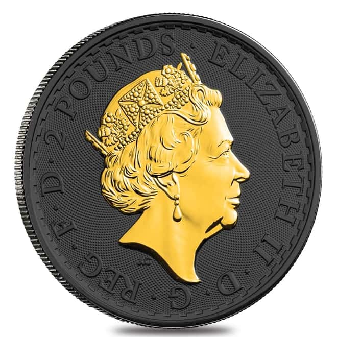 2019 Great Britain 1 oz Silver Britannia Oriental Border Coin .999 Fine Black Ruthenium 24K Gold Edition (w/Box & COA)