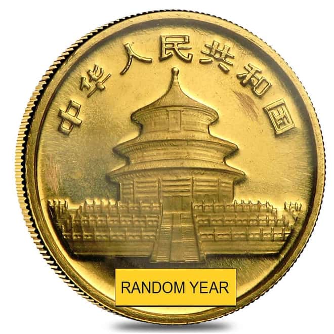 Chinese 1/2 oz Gold Panda Proof/Unc (Random Year, Abrasions)