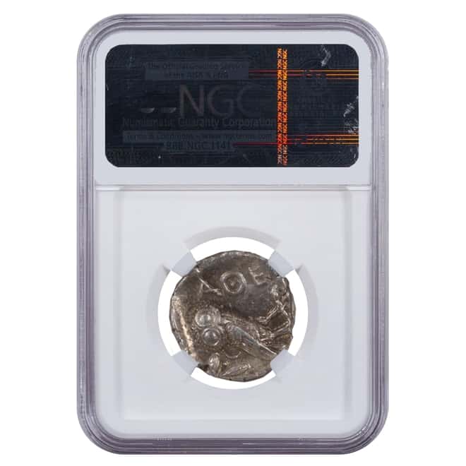 440 - 404 BC Attica Athens Silver Athena Owl Tetradrachm Coin NGC Ch XF 4/5; 4/5