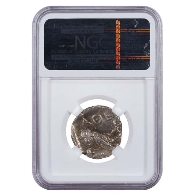 440 - 404 BC Attica Athens Silver Athena Owl Tetradrachm Coin NGC Ch XF 5/5; 4/5