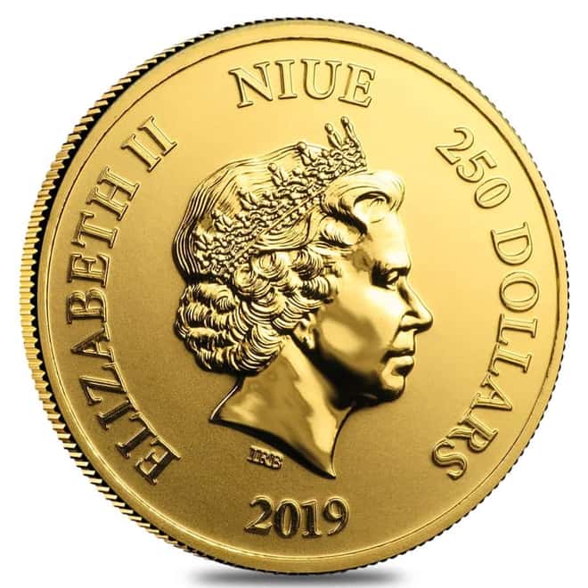2019 1 oz Niue Gold $250 Star Wars Clone Trooper BU In Cap