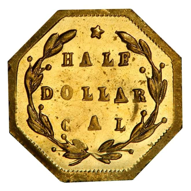 1871 Gold Liberty Head Octagonal Half Dollar BG-924 - Almost Uncirculated AU