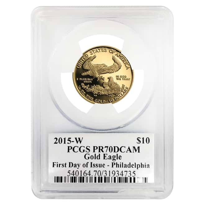 2015 W 1/4 oz $10 Proof Gold American Eagle PCGS PF 70 DCAM FDOI (Edmund Moy Signature)
