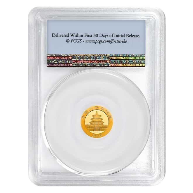 2019 1 Gram Chinese Gold Panda 10 Yuan PCGS MS 69 First Strike 
