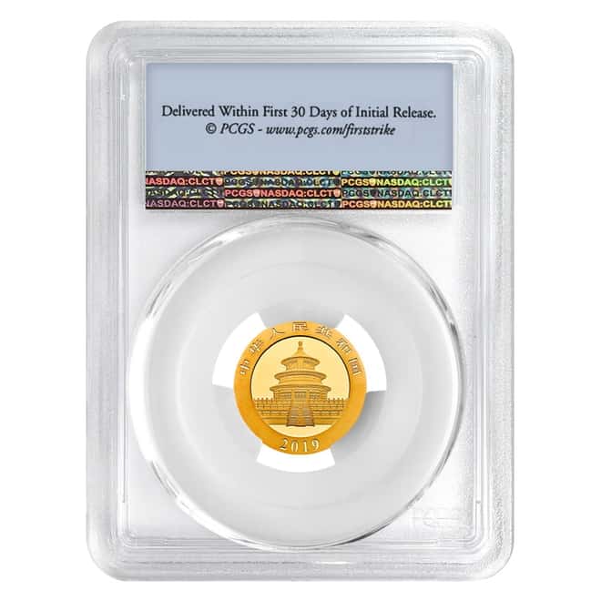 2019 3 Gram Chinese Gold Panda 50 Yuan PCGS MS 70 First Strike 
