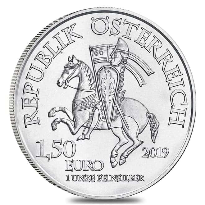 2019 1 oz Austrian Silver Leopold V Coin BU - 825th Anniversary of the Austrian Mint