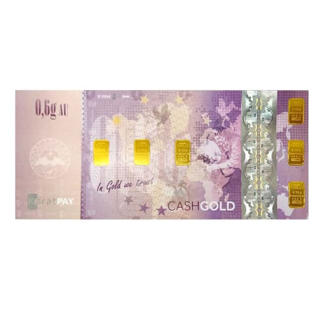 6 x 0.1 gram KaratPay Gold Bar .9999 Fine