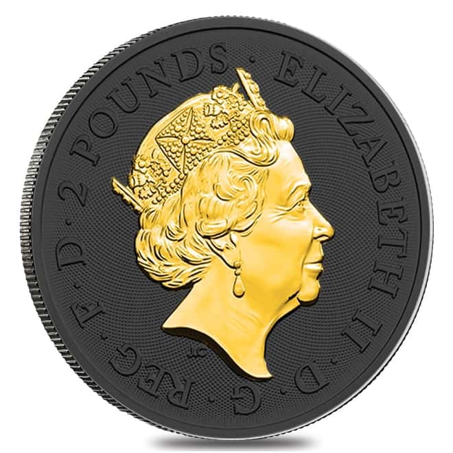 2019 Great Britain 1 oz Silver Royal Arms Coin Black Ruthenium 24K Gold Edition (w/Box & COA)