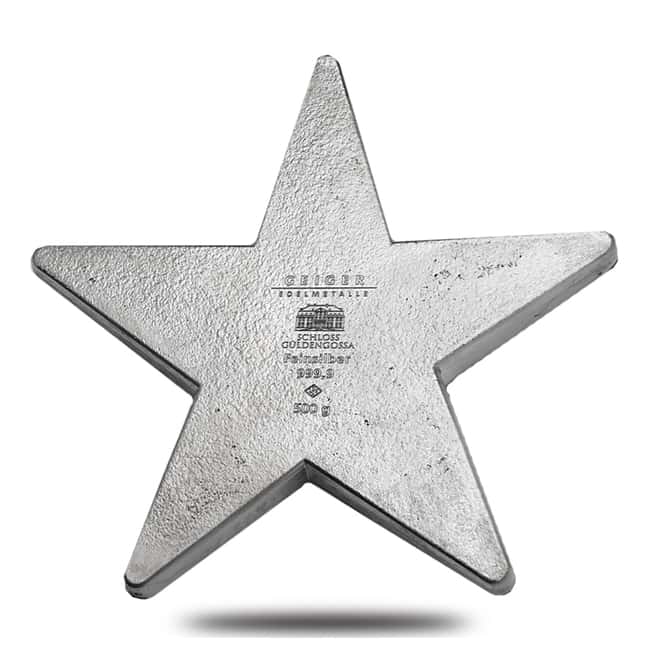 500 gram Geiger Silver Star Theme Bar .999 Fine (w/Box & COA)