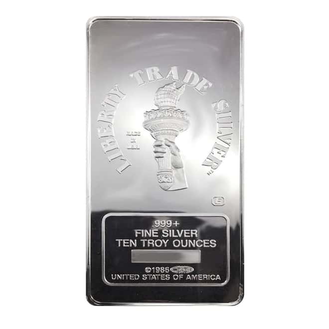 1986 10 oz Engelhard MTB Liberty Trade Silver Vintage Bar .999+ Fine
