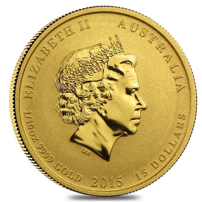2015 1/10 oz Gold Lunar Year of The Goat BU Australia Perth Mint In Cap