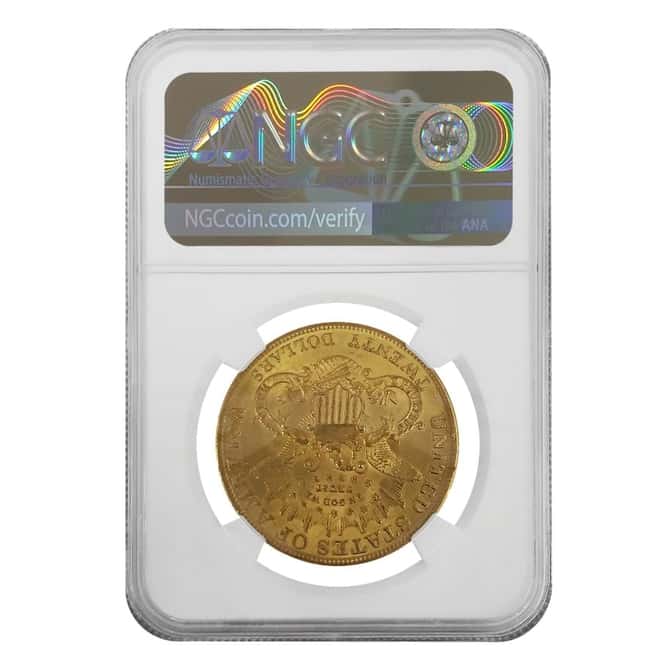 1904 $20 Gold Liberty Head Double Eagle Coin NGC MS 62 Mint Error (Obverse Lamination)