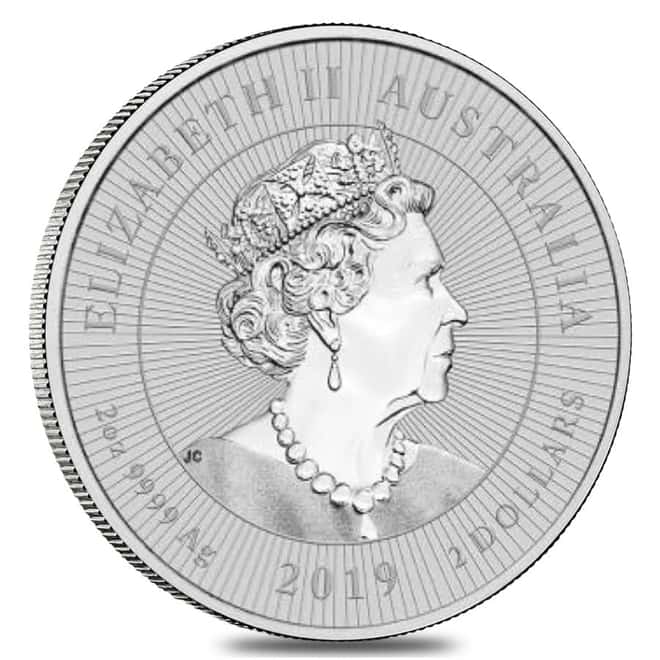 2019 2 oz Silver Australian Piedfort Crocodile Perth Mint .9999 Fine BU Next Generation Series