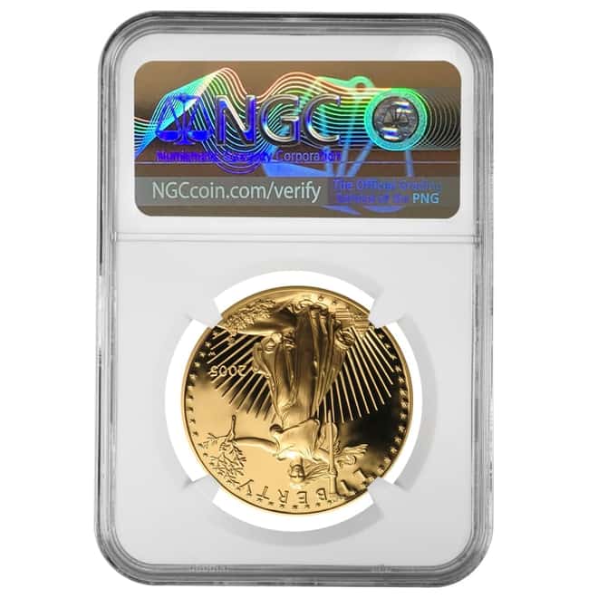 2005 W 1 oz $50 Proof Gold American Eagle NGC PF 69 UCAM Mint Error (Rev Struck Thru)