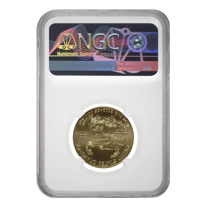 2019 1/2 oz $25 Gold American Eagle NGC MS 69 Mint Error (Obv Struck Thru)