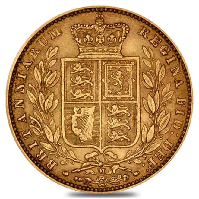 1872-1887 M Australia Gold Sovereign Victoria Young Head Shield (Avg Circ)
