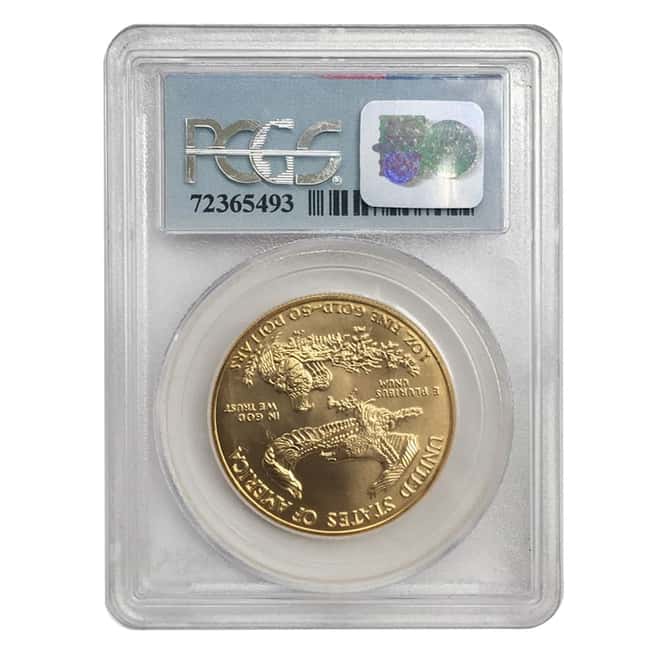 1 oz $50 Gold American Eagle PCGS MS 69 (9-11-01 WTC Ground Zero Label, Random Year)