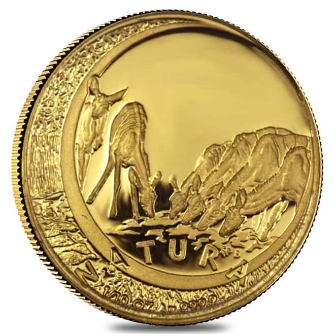 1999 1/10 oz South Africa Natura Kudu Proof Gold Coin (w/Box & COA)