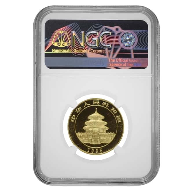 1995 1/2 oz Chinese Gold Panda 50 Yuan Large Date NGC MS 69