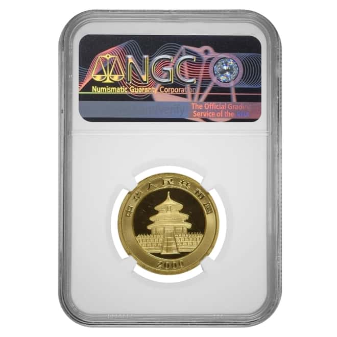 2000 1/2 oz Chinese Gold Panda 50 Yuan Frosted Ring NGC MS 68