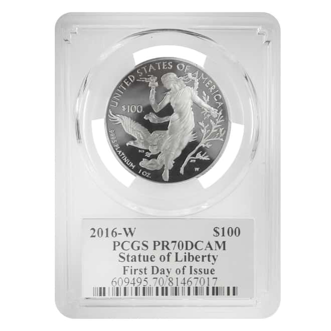 2016-W 1 oz Platinum American Eagle Proof Coin PCGS PF 70 FDOI (John Mercanti Sign Label)
