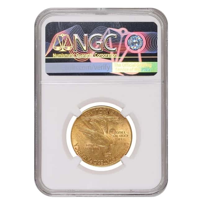 1912 $10 Gold Eagle Indian Head Coin NGC AU 53 Mint Error (Reverse Struck Thru)