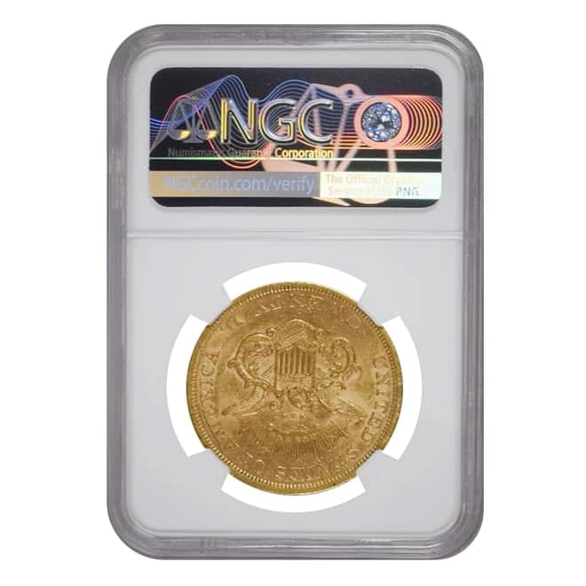 1863 S $20 Liberty Head Double Eagle Gold Coin NGC AU 55