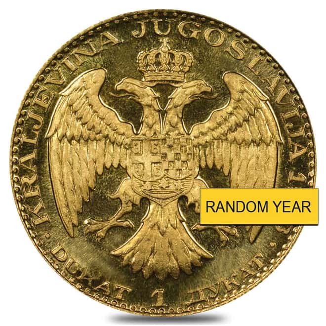 1 Dukat Yugoslavia Gold Coin AU/BU AGW .1106 oz (1931-1933, Random)
